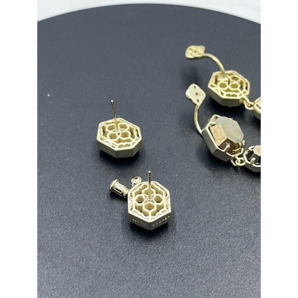 Kendra Scott Ruthie Studs Dangle Drop Gold Plated Pyrite 2 in 1 Earrings - Picture 11 of 15